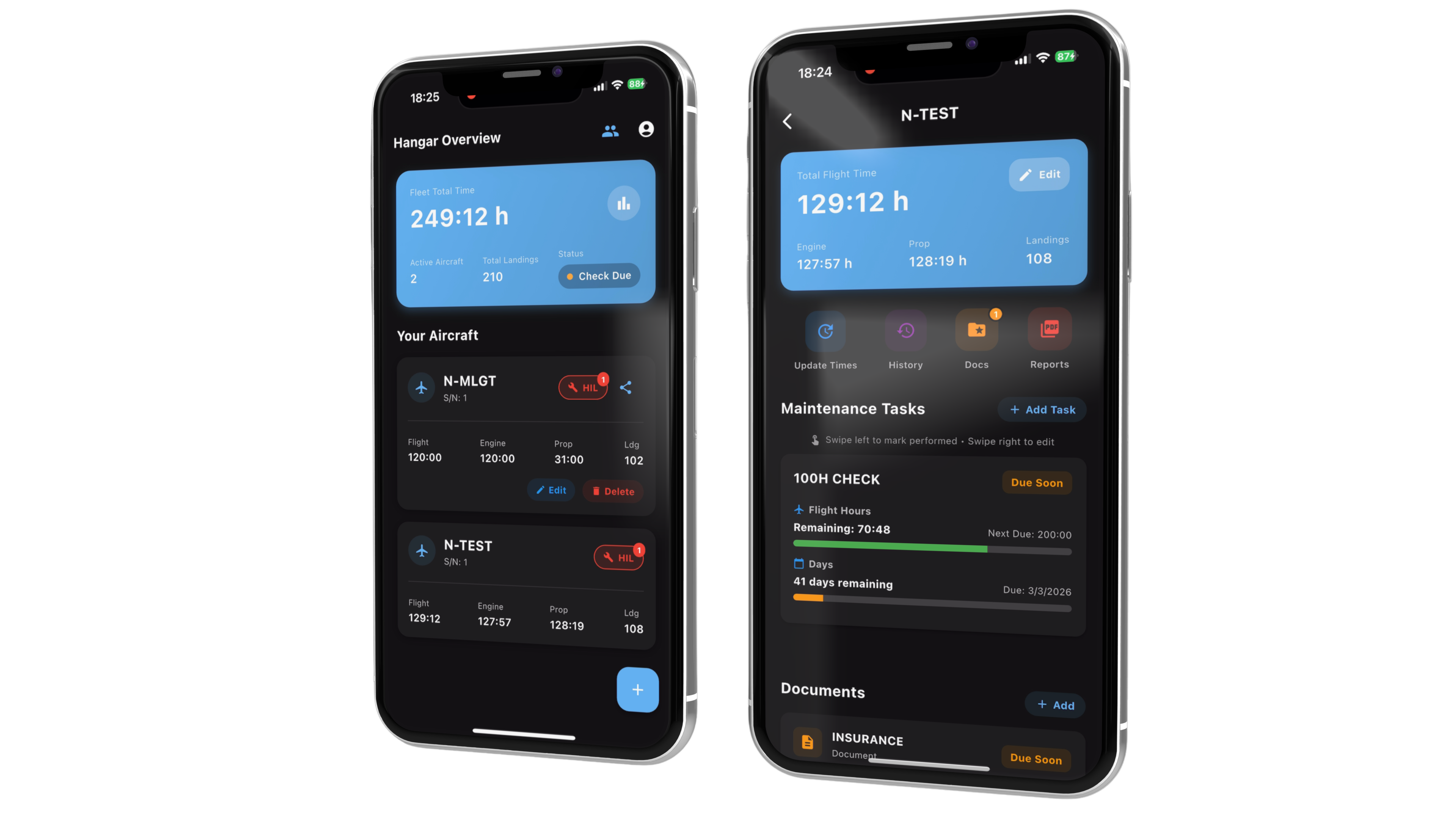 FlightGuard overview dashboard showing aircraft status and maintenance timeline